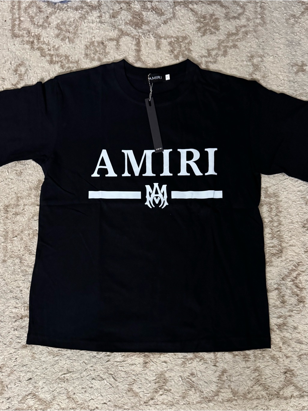 Amiri Black Crewneck T-Shirt With White Logo